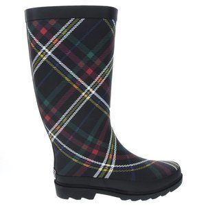 Sugar Raffle Tall Rain Boot Black/Red Plaid Size 8